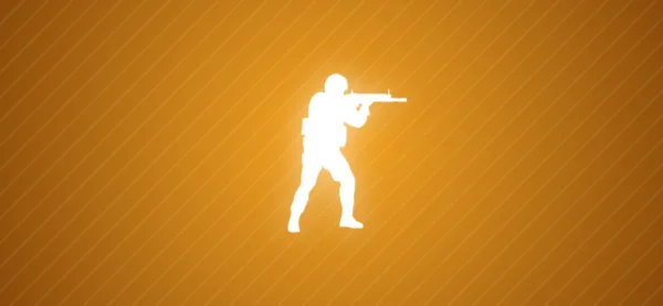 Counter-Strike: to'q sariq fonda qurolli o'yinchi siluet belgisi