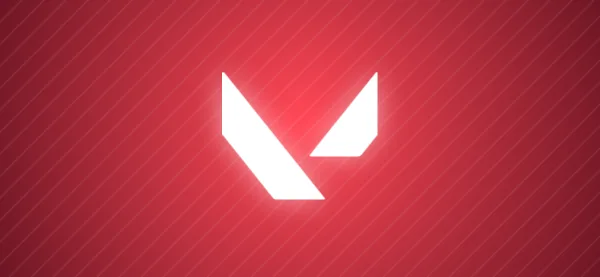 Valorant: qizil fonda oq V shaklidagi logotip
